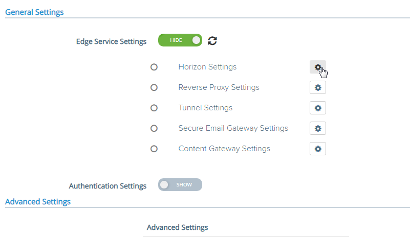 Edge Service Settings