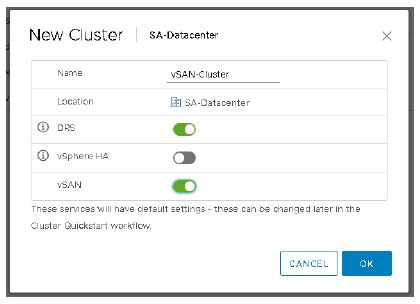 Создать кластер vSAN