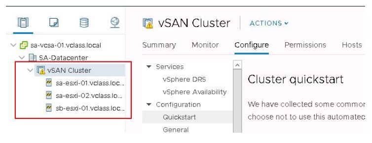 vSAN cluster successfully